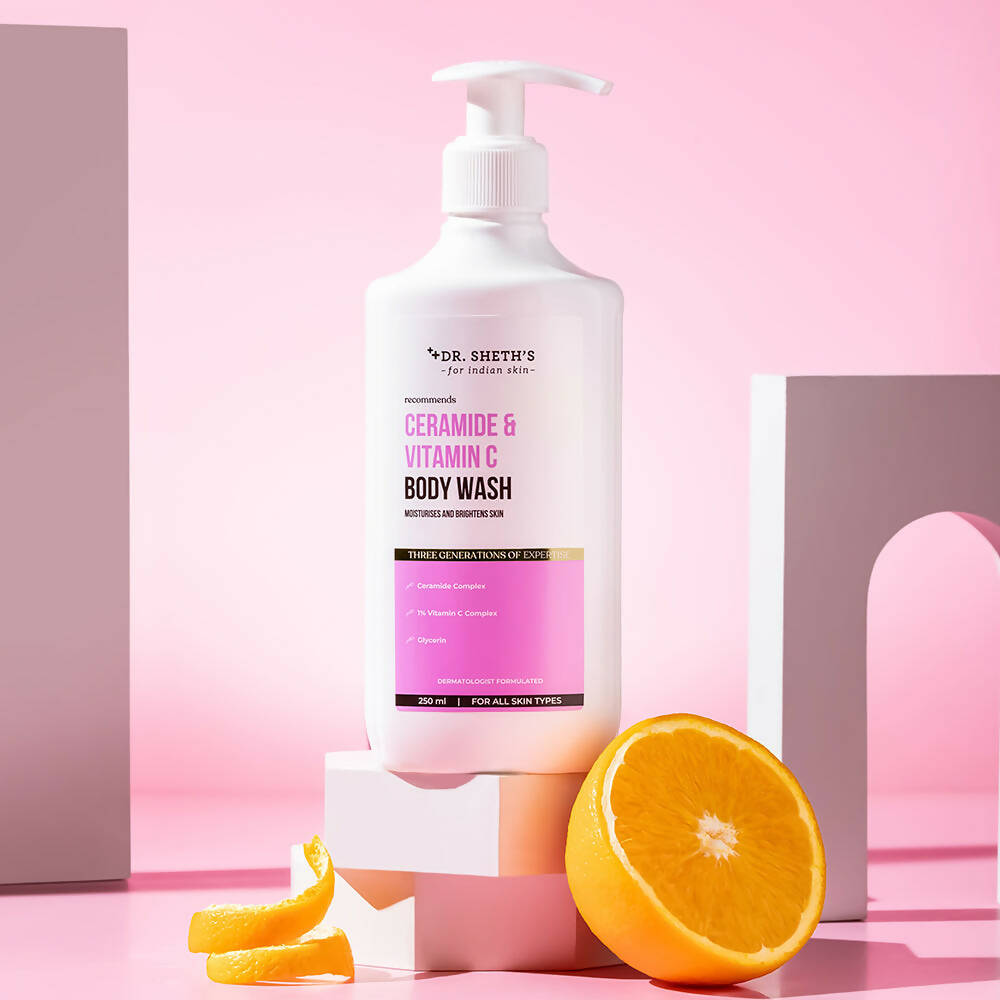 Dr. Sheth's Ceramide & Vitamin C Body Wash Deeply Cleanses & Moisturizes, Brightens skin | Grocsy