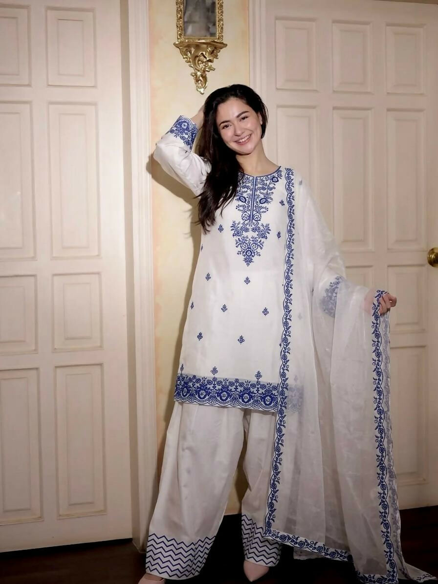 Teeya Creation Womens Trendy Stylish Embroidery Thread Work Blue Kurta Set | Grocsy