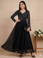 Teeya Creation Women's Black Bandhani Print Anarkali Gown | Grocsy
