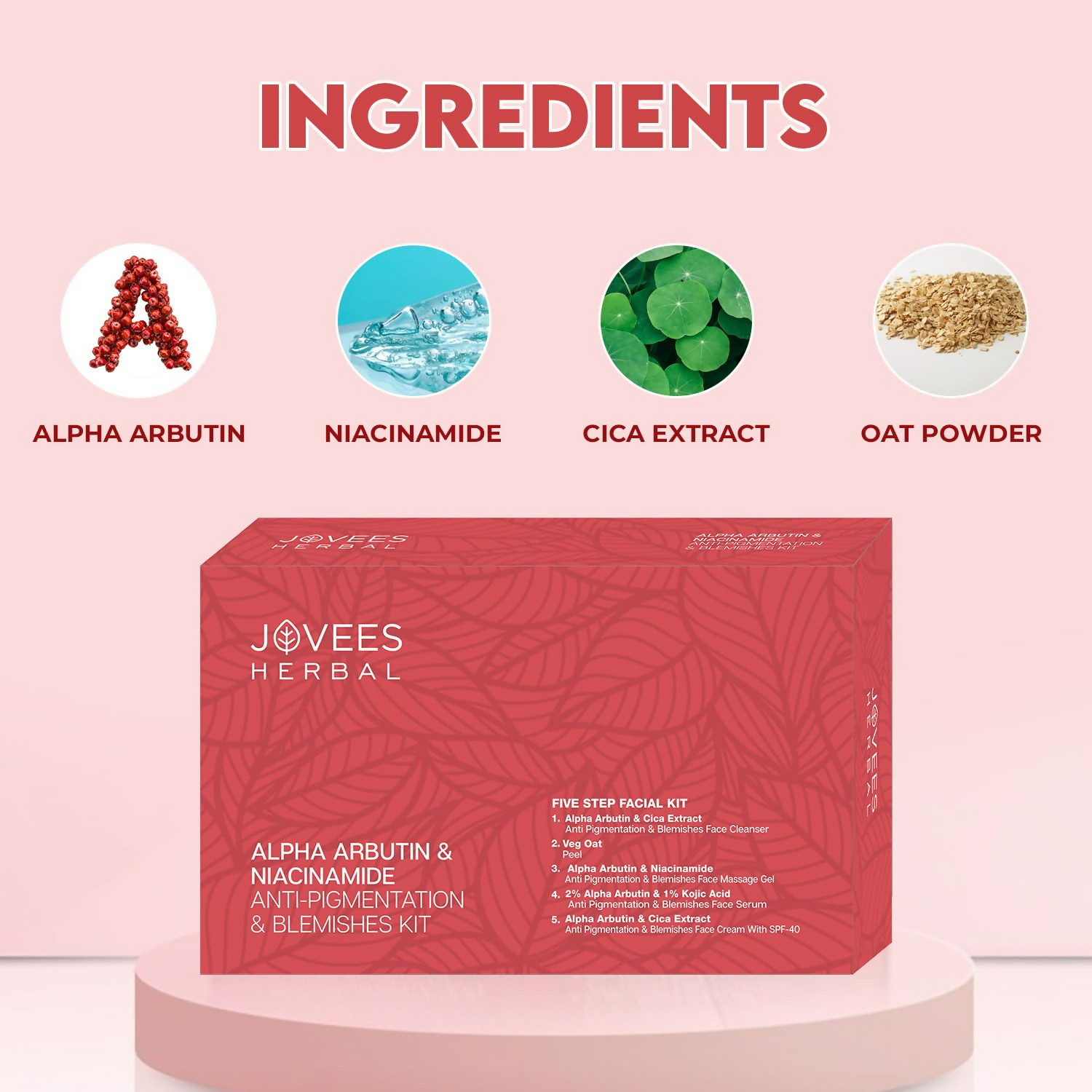 Jovees Alpha Arbutin & Niacinamide Anti Pigmentation & Blemishes Facial Kit | Grocsy