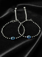 NVR Women Evil Eye Silver Plated Artificial Beads Anklet | Grocsy