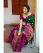 DEIANA'S Beautiful Designer Golden zari Soft Lichi Silk Saree - Green | Grocsy
