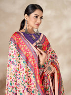 Aayaa Designer Winter Collection Printed Saree With Shawl - Multi Color | Grocsy