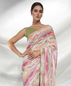 Pink Georgette Sequence Embroidery Saree With Unstitched Blouse Piece - Rajal | Grocsy