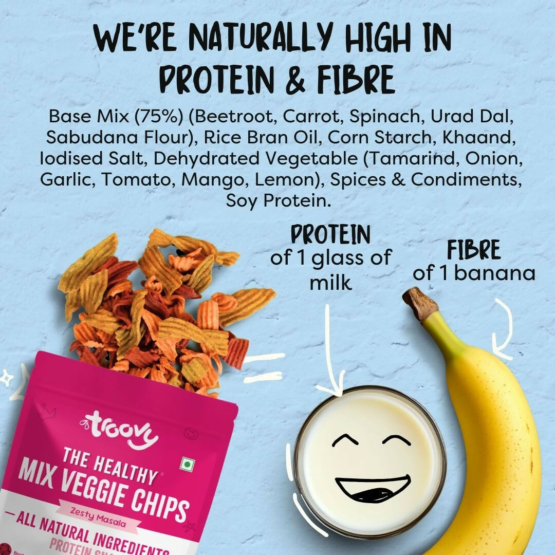 Troovy Healthy Masala Vegetable Chips Tasty & High Protein Snacks | Grocsy