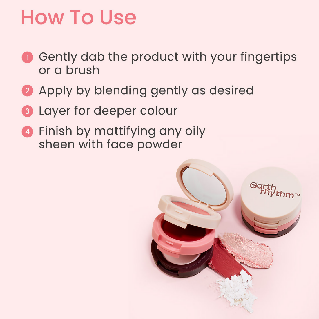 Earth Rhythm Dab Set 3-In-1 Face Palette - Cosmopolitan | Grocsy