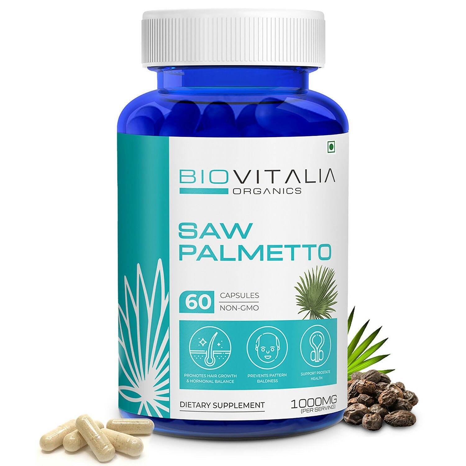 Biovitalia Organics Saw Palmetto Capsules For Hair Growth | Grocsy