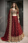 Teeya Creation Maroon Color Fendy Satin Heavy Embroidery Work Wedding Wear Stitched Lehenga Choli | Grocsy