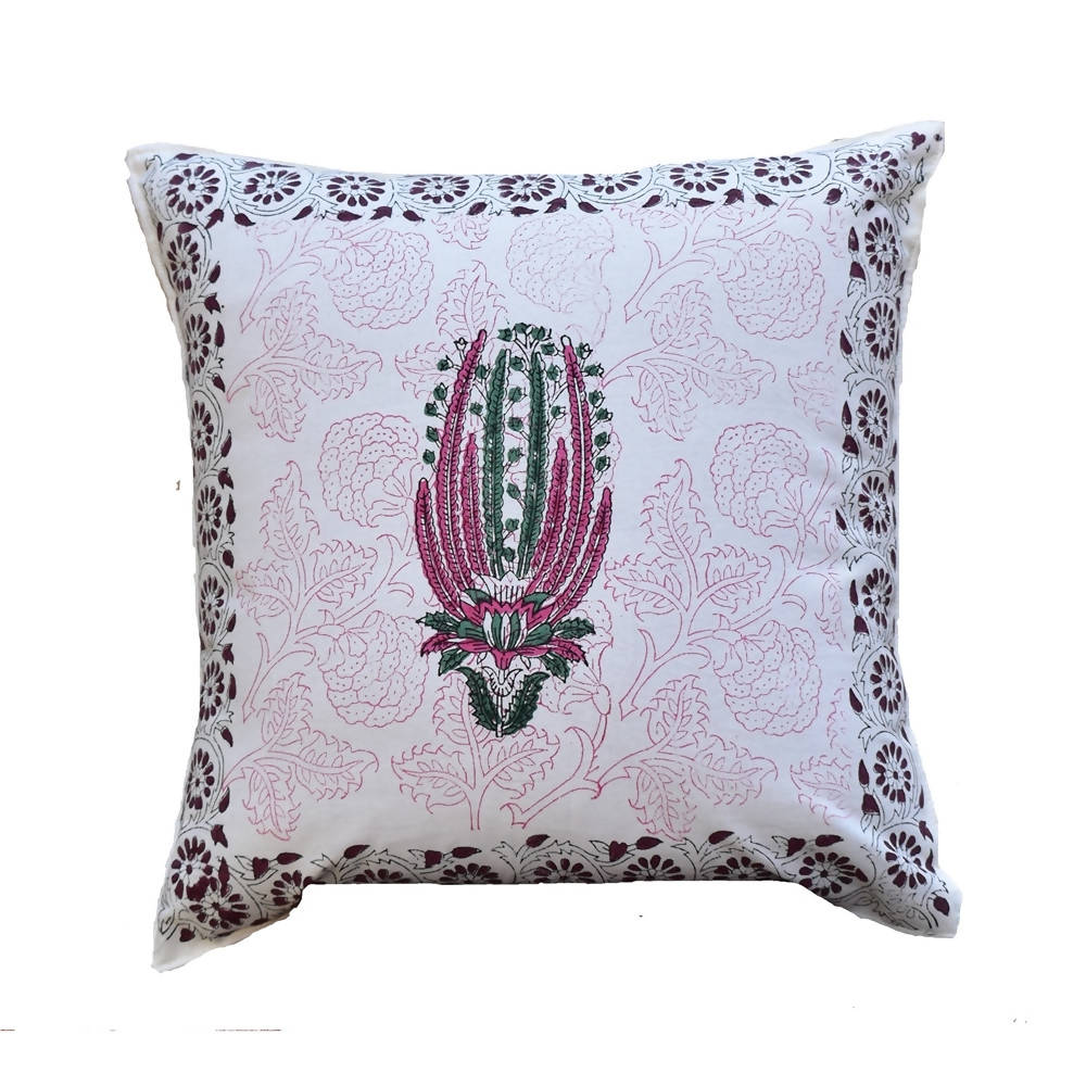 The Decor Nook Pink Cactus Print With Dark Brown Border Cushion Cover | Grocsy