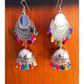 MS Fashion India Stylish Fashion Mirror Jhumki Fancy Party Multi Color Beads Tassel Earrings | Grocsy