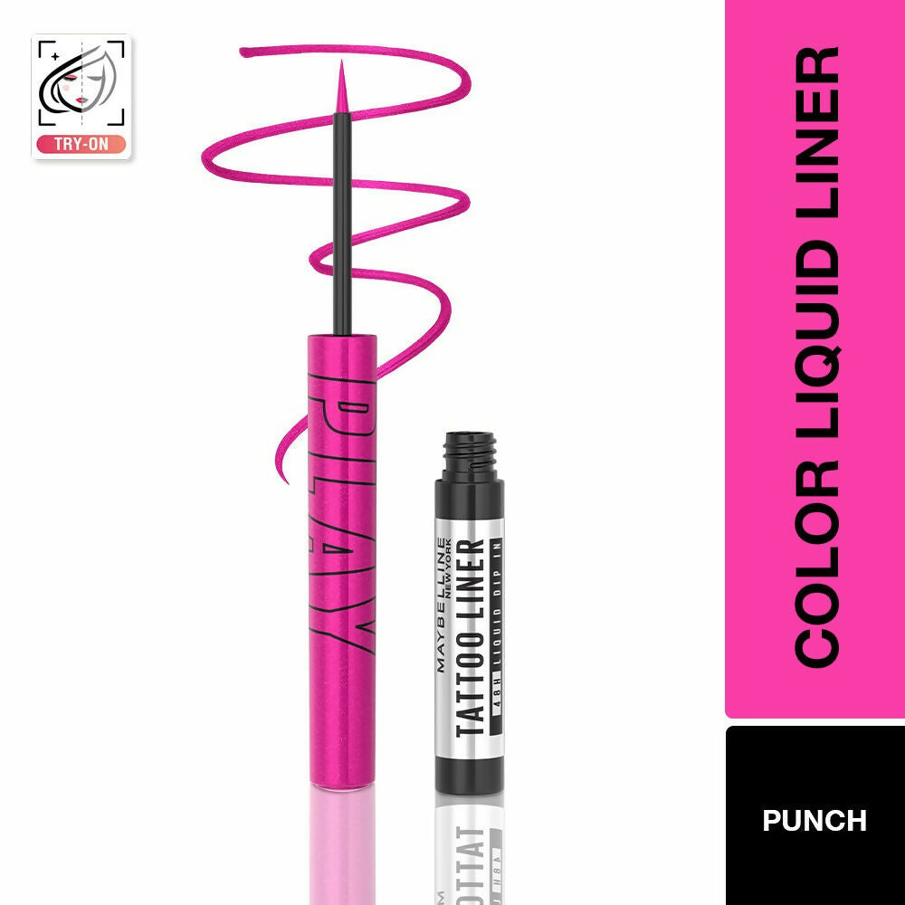 Maybelline New York Tattoo Play Colored Liquid Eyeliner - Punch (Pink) | Grocsy