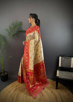 Joban Fashion Red Butti Banarasi Silk Sarees | Grocsy