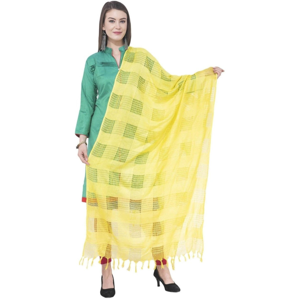 A R Silk Lemon Color Window Square Cotton Dupattas and Chunnis | Grocsy