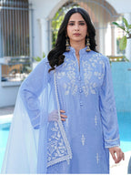 Nikhaar Light Purple Embroidered Modal Silk Stitched Straight Cut Kurta Pants Dupatta Readymade Suit | Grocsy