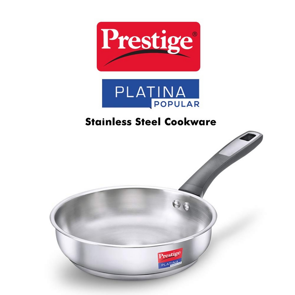 Prestige SS Platina Popular Fry Pan - Silver | Grocsy