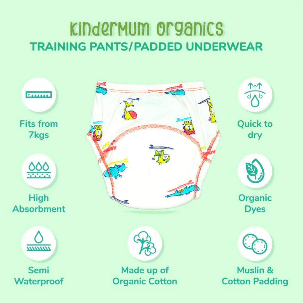 Kindermum Cotton Padded Pull Up Training Pants/ Padded Underwear˜For Kids-Autumn Animals Set of 2 pcs | Grocsy