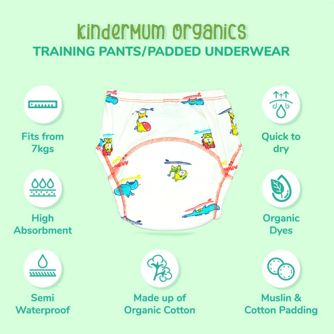Kindermum Cotton Padded Pull Up Training Pants/ Padded Underwear˜For Kids-Autumn Animals Set of 2 pcs | Grocsy