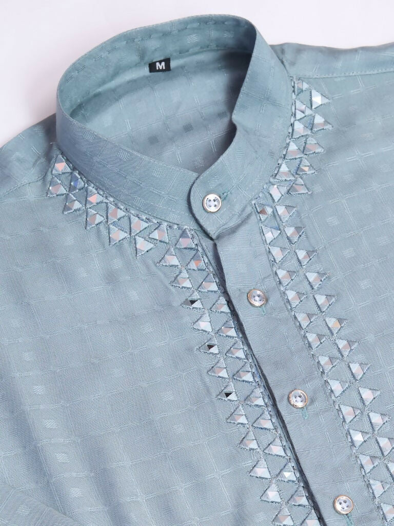 Vastranavya Exclusive Festival Wear Viscose Mirror Work on Self Weaving Kurta Only | Grocsy