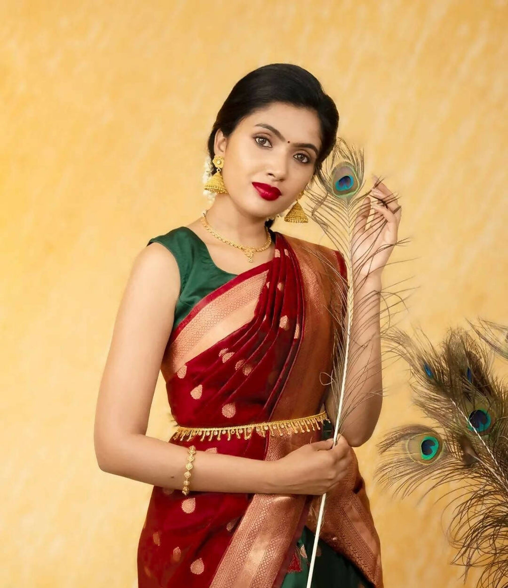 DEIANA'S Beautiful Pure Jari Silk Weaving Lehengha Choli - Green | Grocsy