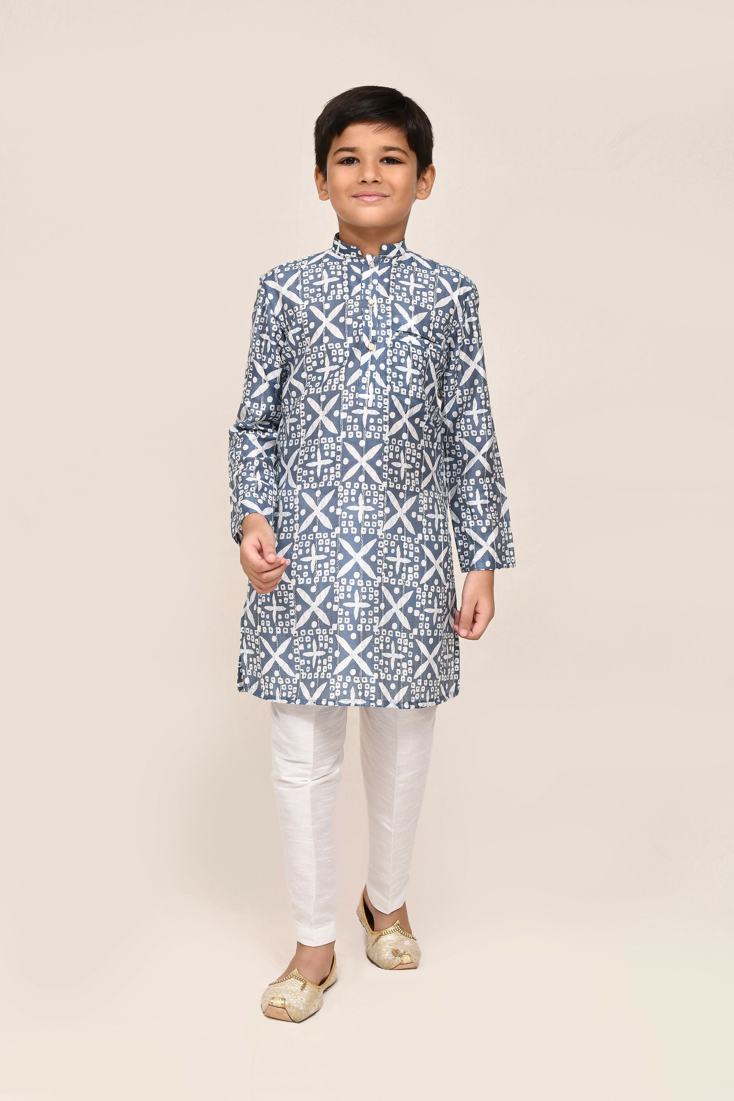 Joban Fashion Silk Navy Blue Kurta With Straight Fit Pant | Grocsy