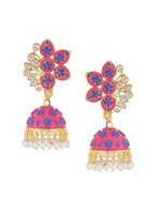 NVR Women Pink Dome Shaped Jhumka Earrings | Grocsy