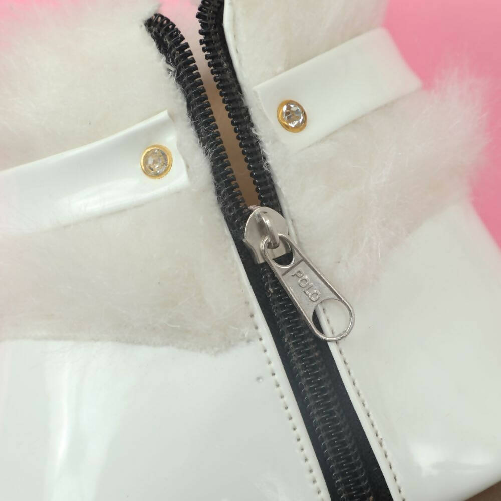 Tiny Bugs Girls Faux Fur Detail Winter Boots - White | Grocsy