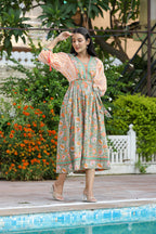 Kaajh Women's Orange Hand Block Printed Dress | Grocsy