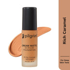 Pilgrim Dream Matte Serum Foundation With Matte & Poreless All Day Coverage Lightweight - Rich Caramel | Grocsy