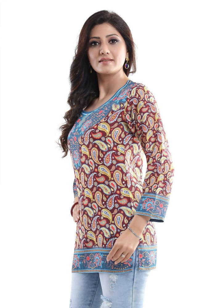 Snehal Creations Brush-Up Summer Cool Printed Short Kurti Tunic | Grocsy