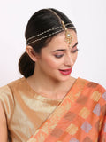 Gold-Polished White Kundan Studded Matha Patti - Ruby Raang | Grocsy