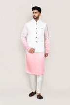 Joban Fashion White Colored Art Silk Fabric Kurta, Jacket With Straight Fit Pant | Grocsy