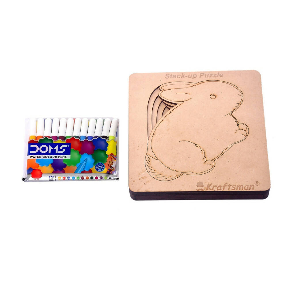 Kraftsman Stack Up Puzzles/ Layered Puzzle Bunny Shape For Kids | Color Kit Included | 6 Pieces Puzzle | Grocsy