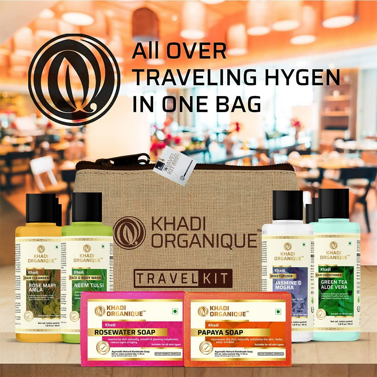 khadi Organique Grooming Travel Kit Men & Women | Grocsy