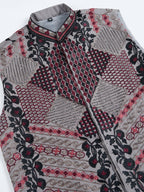 Vastranavya Grey Exclusive Festival Viscose Silk Thread & Swarovski Embroidered Work Mens Wear Kurta & Koti | Grocsy