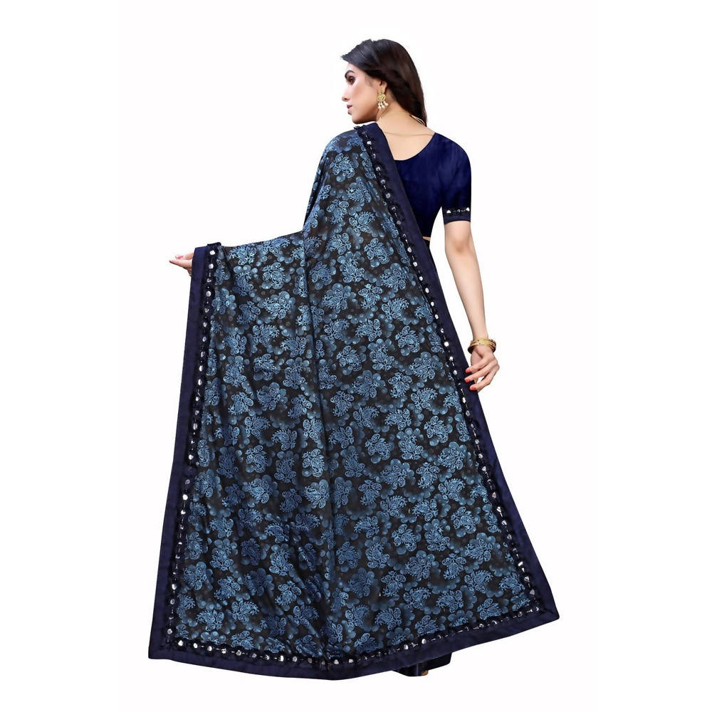 Vamika Blue Lycra Designer Saree (Niya Blue) | Grocsy