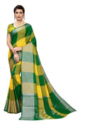 Vamika Yellow Cotton Silk Weaving Saree (Gamma Checks Yellow) | Grocsy