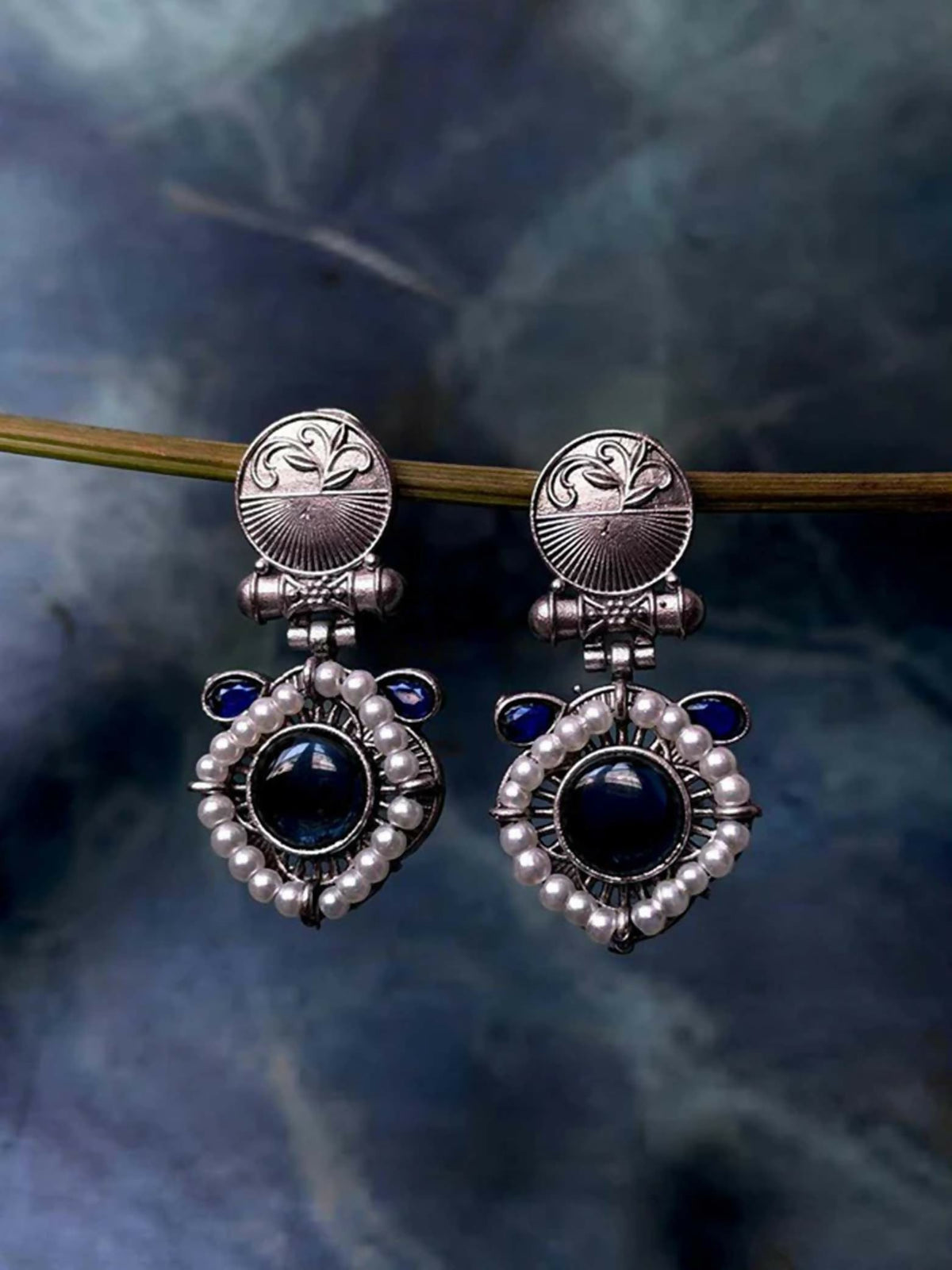 Joban Fashion Women Oxidize Monalisa Stone Beaded Silver Replica Earring | Grocsy