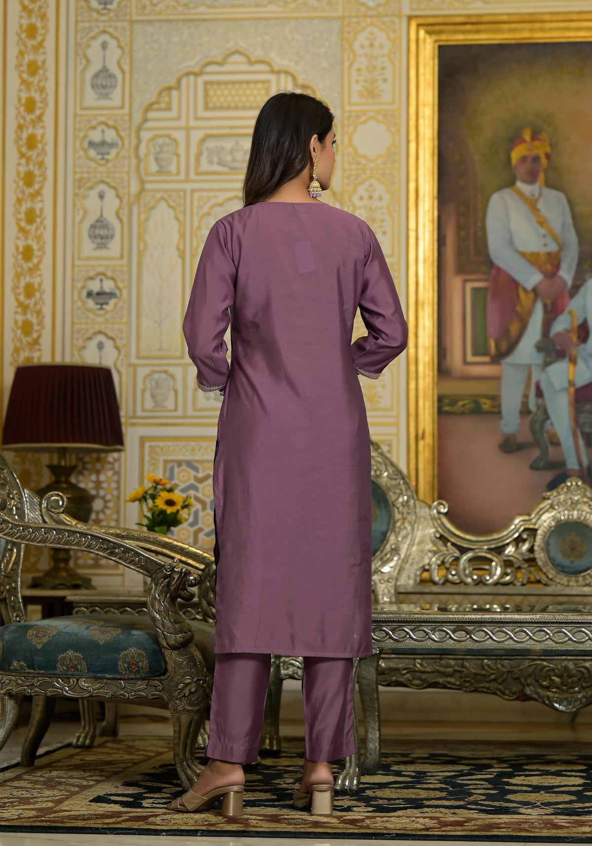 Juniper Women's Onion Pink Zari Embroidered Viscose Kurta Pant And Dupatta Set With Sequins Work | Grocsy