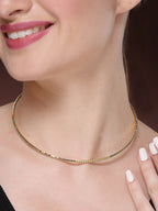 NVR Women's Gold-Toned CZ-Studded Choker Necklace | Grocsy