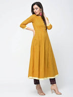 Aniyah Cotton Anarkali Mustard Kurta (AN-111K) | Grocsy