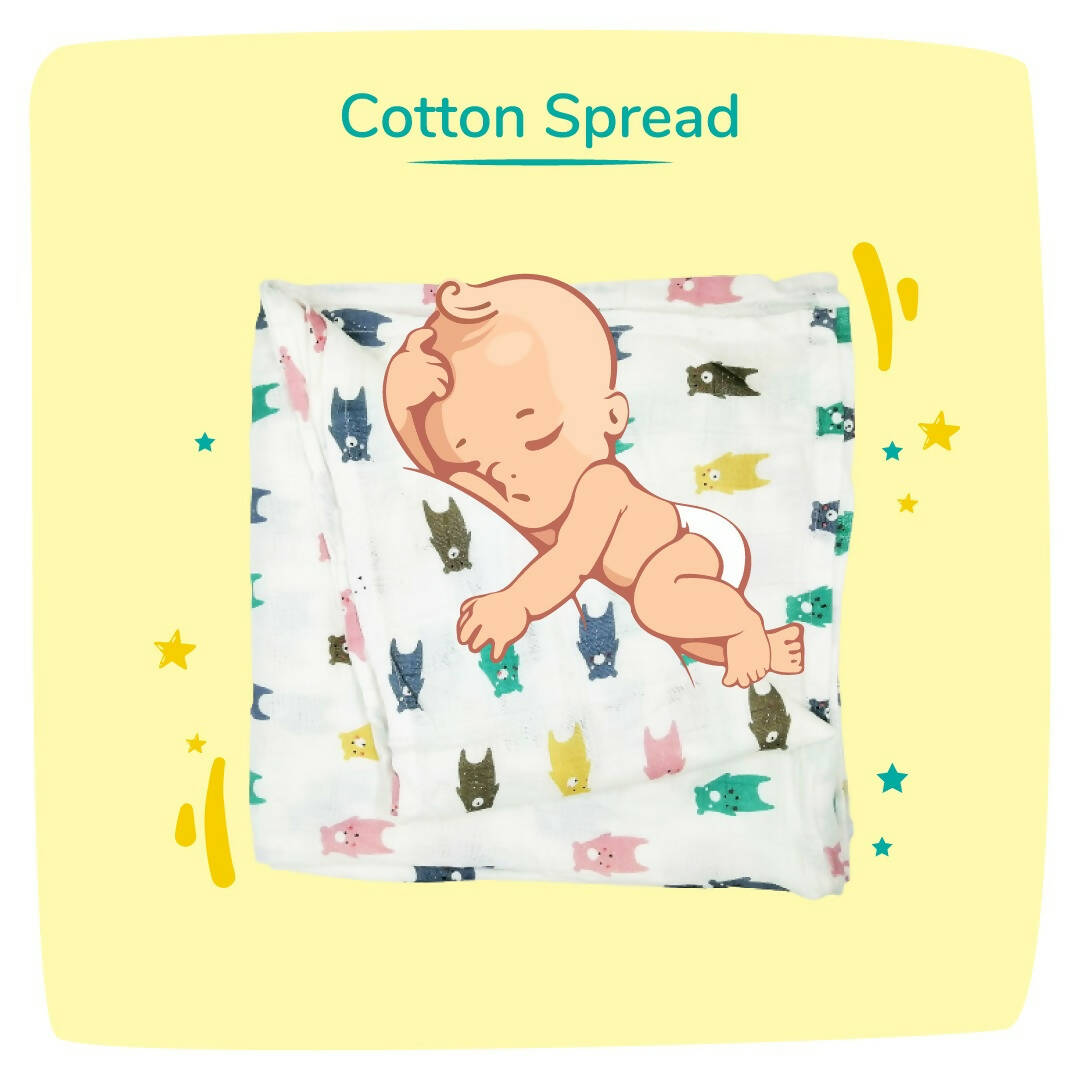 Kindermum Organic Cotton Muslin Swaddle Blanket 110 Cm X 110 Cm - Set Of 3 | Grocsy