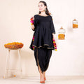 Cheera Black Dhoti Peplum Top Set With Multicolour Tassels (CH125KD) | Grocsy