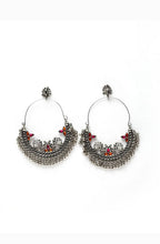 Mominos Fashion Silver-Plated Peacock Design Multi-Color Chandbali Earrings