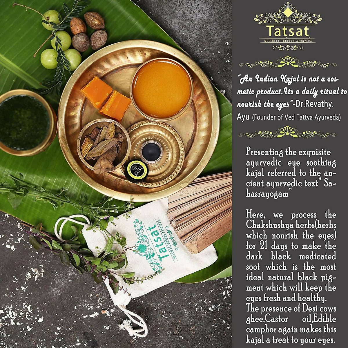 Tatsat 100% Natural Certified Ayurvedic Baby Kajal With Pure Herbs | Grocsy
