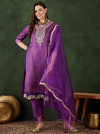 Sangria Embroidered Kurta & Trouser With Dupatta | Grocsy
