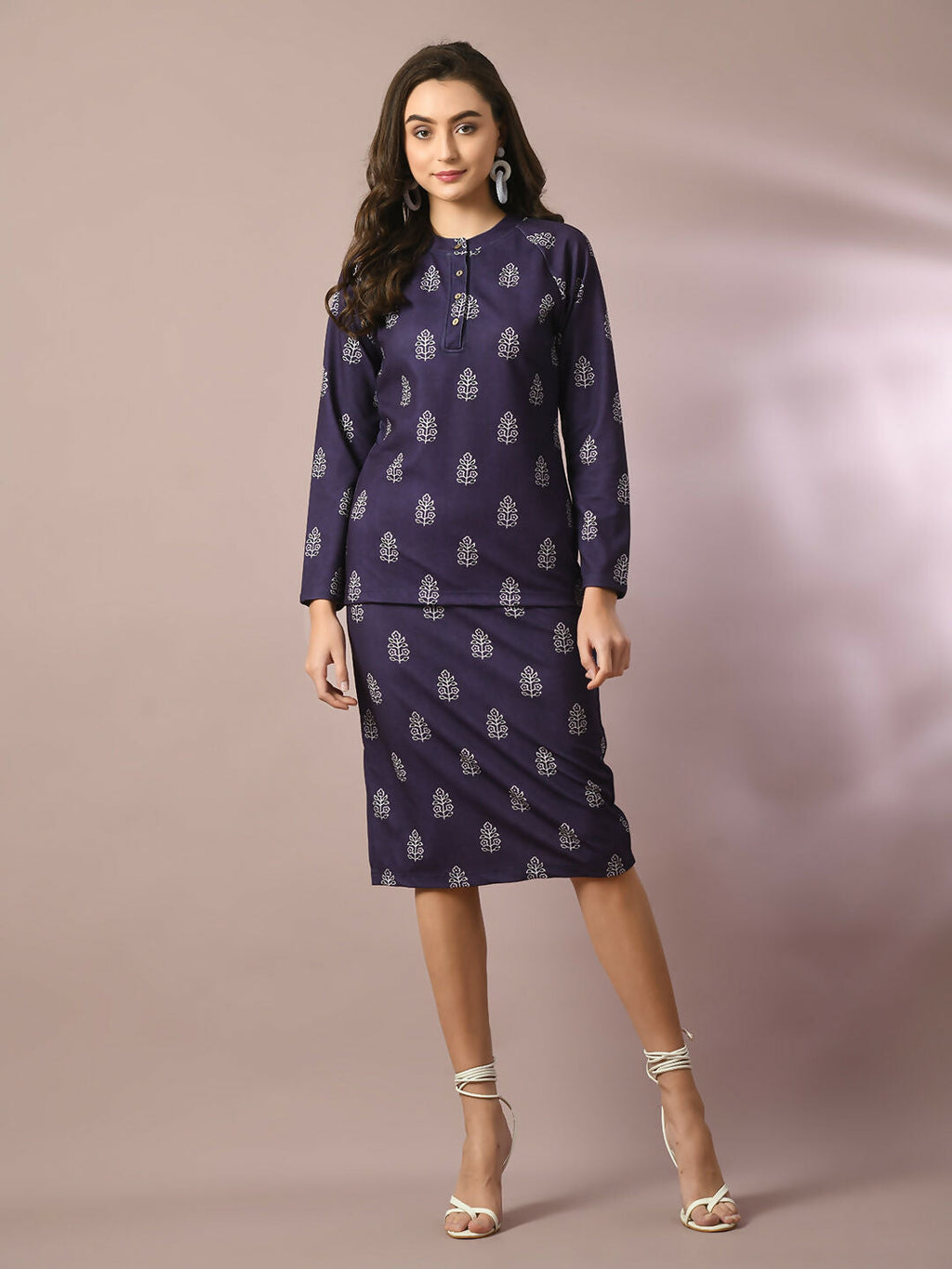 Myshka Women's Navy Blue Embellished Raglan Sleeve Party Top | Grocsy