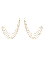 NVR Pearl Studded Classic Gold-Polished 4 Line Ear Chain Ear Cuff | Grocsy