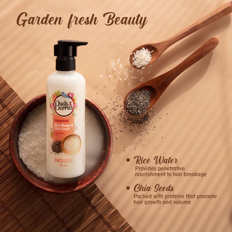 Buds & Berries Rice Water & Chia Seed Shampoo | Grocsy