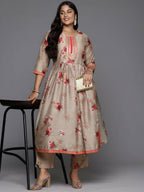 Ahalyaa Women's Traditional wear Kurta Set - Tan | Grocsy
