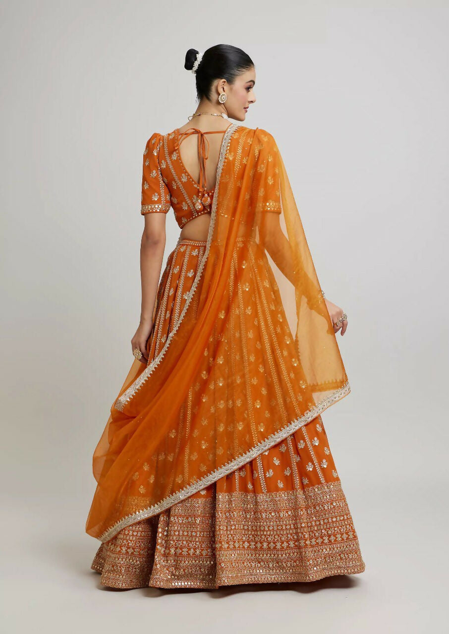 Lehenga Mart Designer Indian Wedding Lehenga Choli-Orange | Grocsy